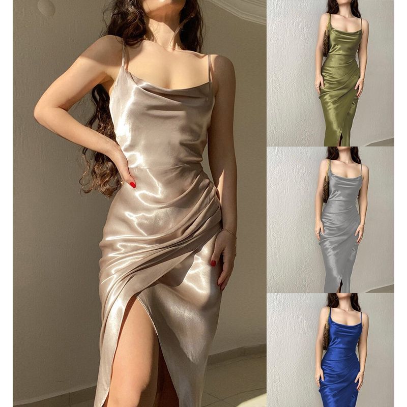 

2024 Spring Women s Slim Fit Sleeveless Strap Sexy Dress Black 2XL