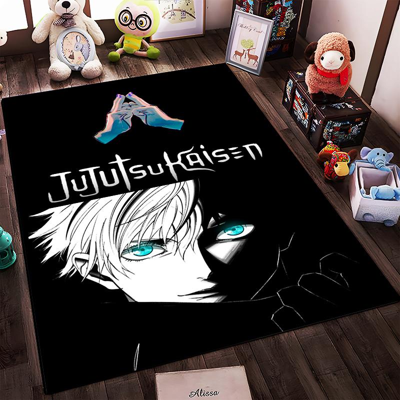 Anime Rug with Jujutsu Kaisen Design, Gojo Satoru Illustration Carpet Suitable for Use As an Anti-slip for Living Room Bedroom Sofas