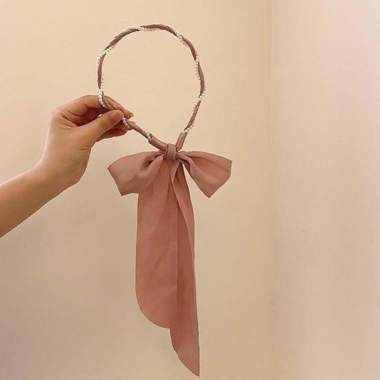 Women Headband Detachable Detachable Ribbon Bow Anti-Slip Thin Edges Hair Hoop Daily Wear Hair