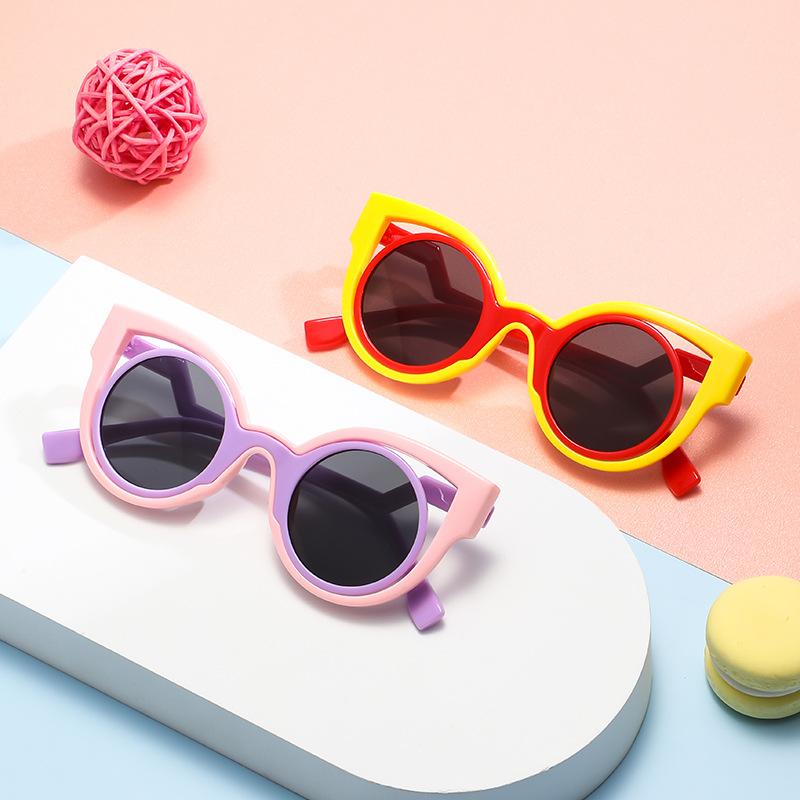 7332 Children'S Hollow Fashion Frame Cat Eye Sunglasses, Cute Boys And Girls Uv Protection Sunglasses
