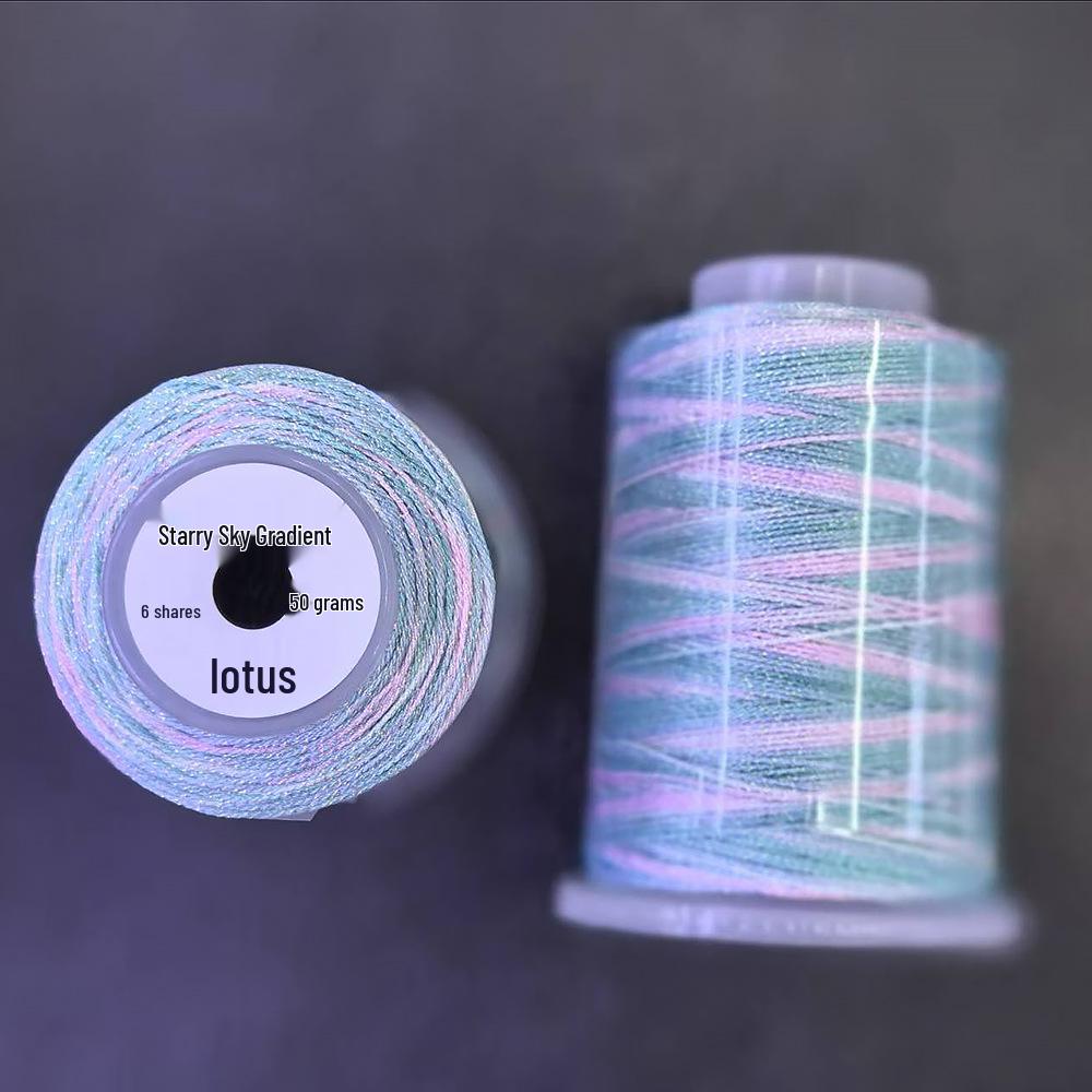 Starry Sky Gradient Yarn: 6-Strand Purple Illusion Tassel for DIY Bracelet & Handmade Weaving Accessories.