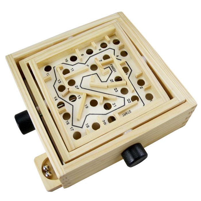 25-Level Wooden Ball Maze Game: Educational Parent-Child Balance Toy 18x18x6 cm