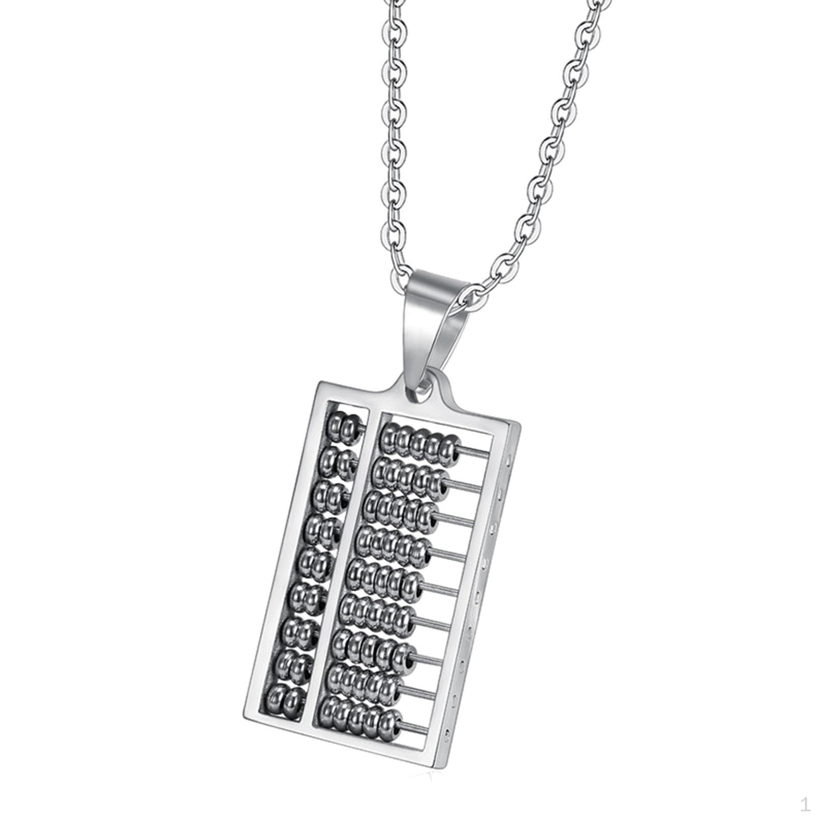 

Abacus Necklace Titanium Steel Chain for Valentine Gift Jewelry Men Women серебряный