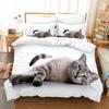 Lovely Cat Queen King Size Bedding Set Microfiber Polyester 3D Print Duvet Cover Set Girls Adults Comforter Cover Cute Animals