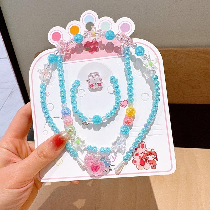 

Детское ожерелье, комплект украшений, ослепительный браслет из бисера, мультяшная повязка на голову, серьги, аксессуары для девочек-принцесс