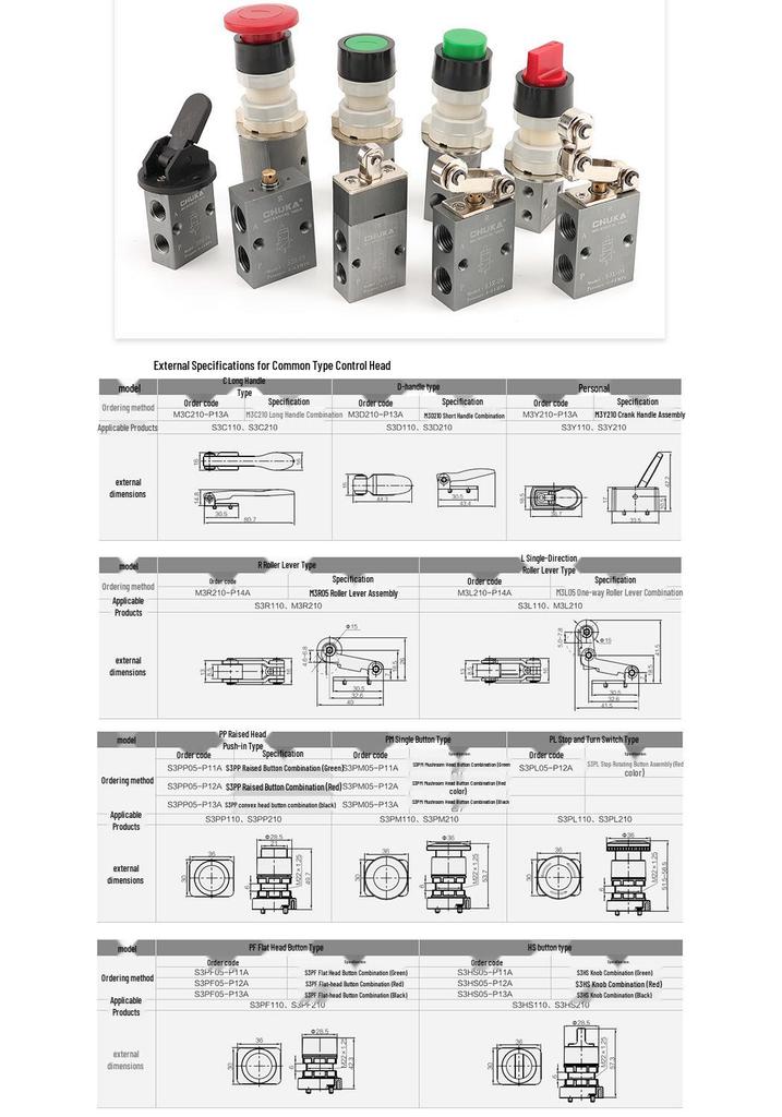 Jukai CHUKA Long Handle 3-Way 2-Position Manual Lever Valve (S3HL-M5/06/08)
