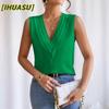 U Women's Fashion Casual Solid Color Print Sleeveless V Neck Blouses & Shirts Unique D Unique Designesign