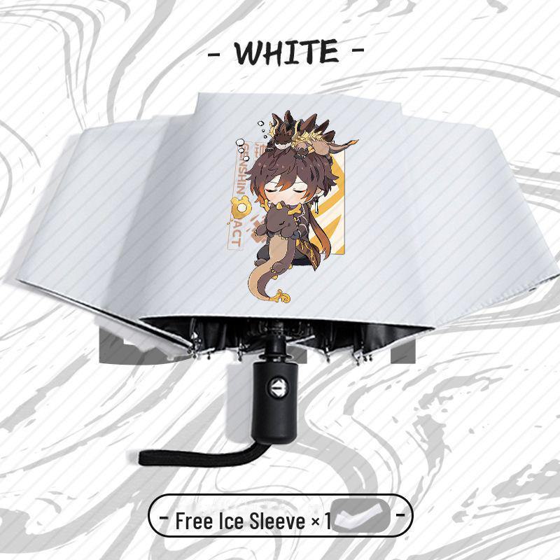 Genshin Impact Automatický skládací deštník s UV ochranou pro žáky základních škol - Odolný proti větru, pro slunečné i deštivé počasí