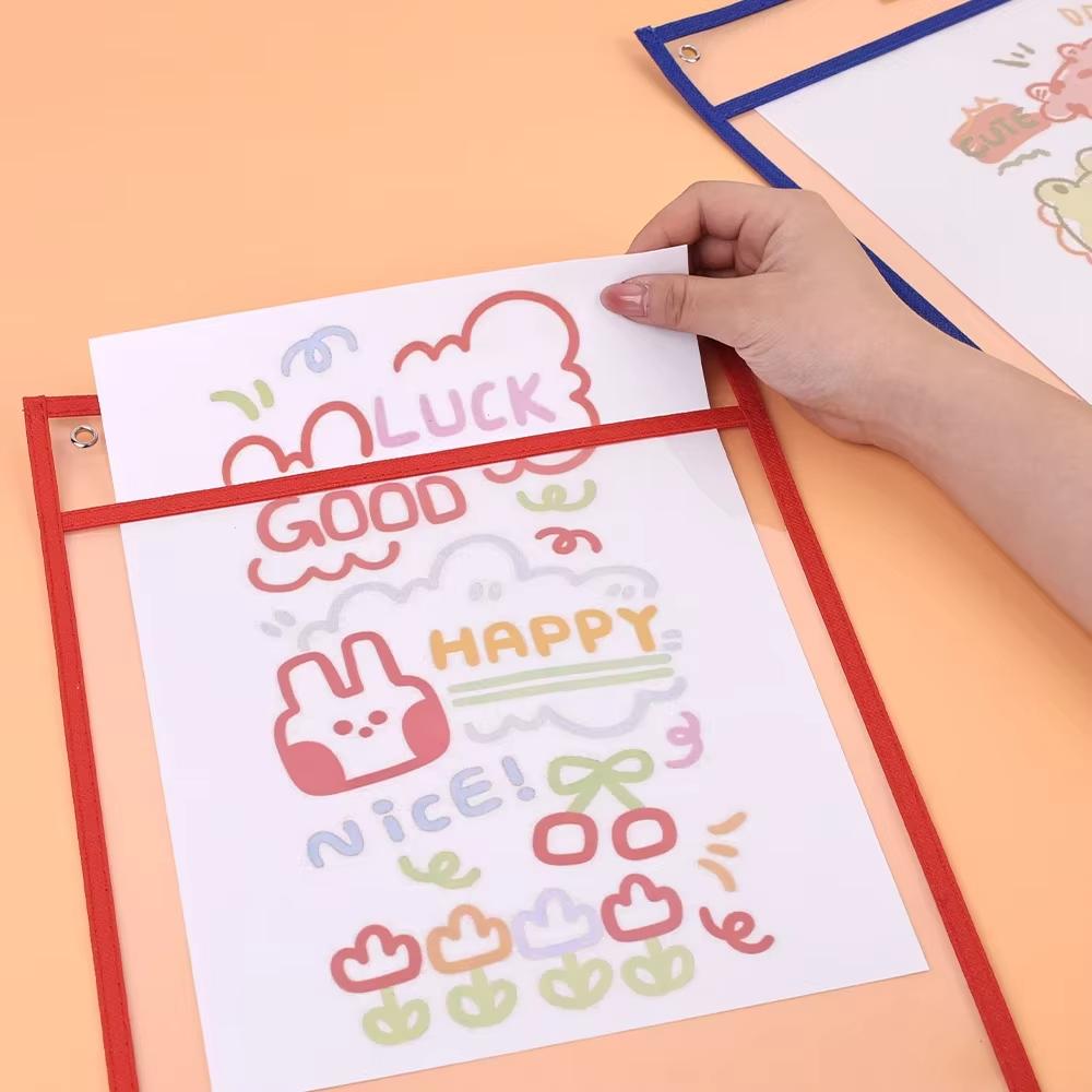 2-10Pcs Document Storage Bag Reusable Waterproof Clear Color Random File Folder Wiping Kids Drawing Board For School Office Tool