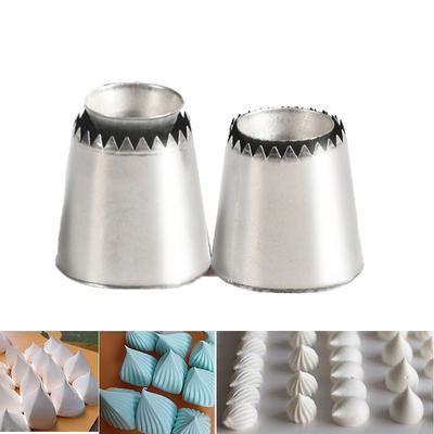 2pcs Piping Nozzles Set, Large Stainless Steel Icing Nozzles, Cream Cake Piping Tips For Dessert Biscuit Cup Cake, Kitchen Acces