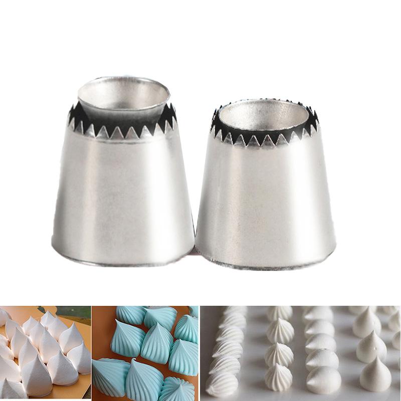 2pcs Piping Nozzles Set, Large Stainless Steel Icing Nozzles, Cream Cake Piping Tips For Dessert Biscuit Cup Cake, Kitchen Acces