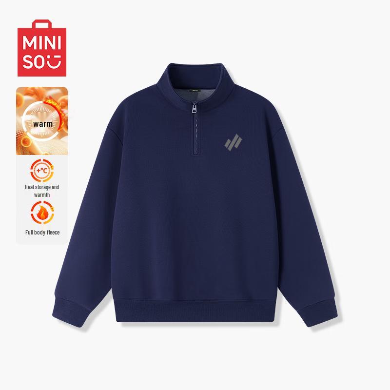 MINISO Men's Fleece-Lined Half-Zip Pullover Sweatshirt