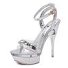 Fashion Super High Heel 18cm Shoes Silver Stiletto Cross Straps Women's Sandals Nightclub Sex 41 42 43 Women Shoes Pole Dance