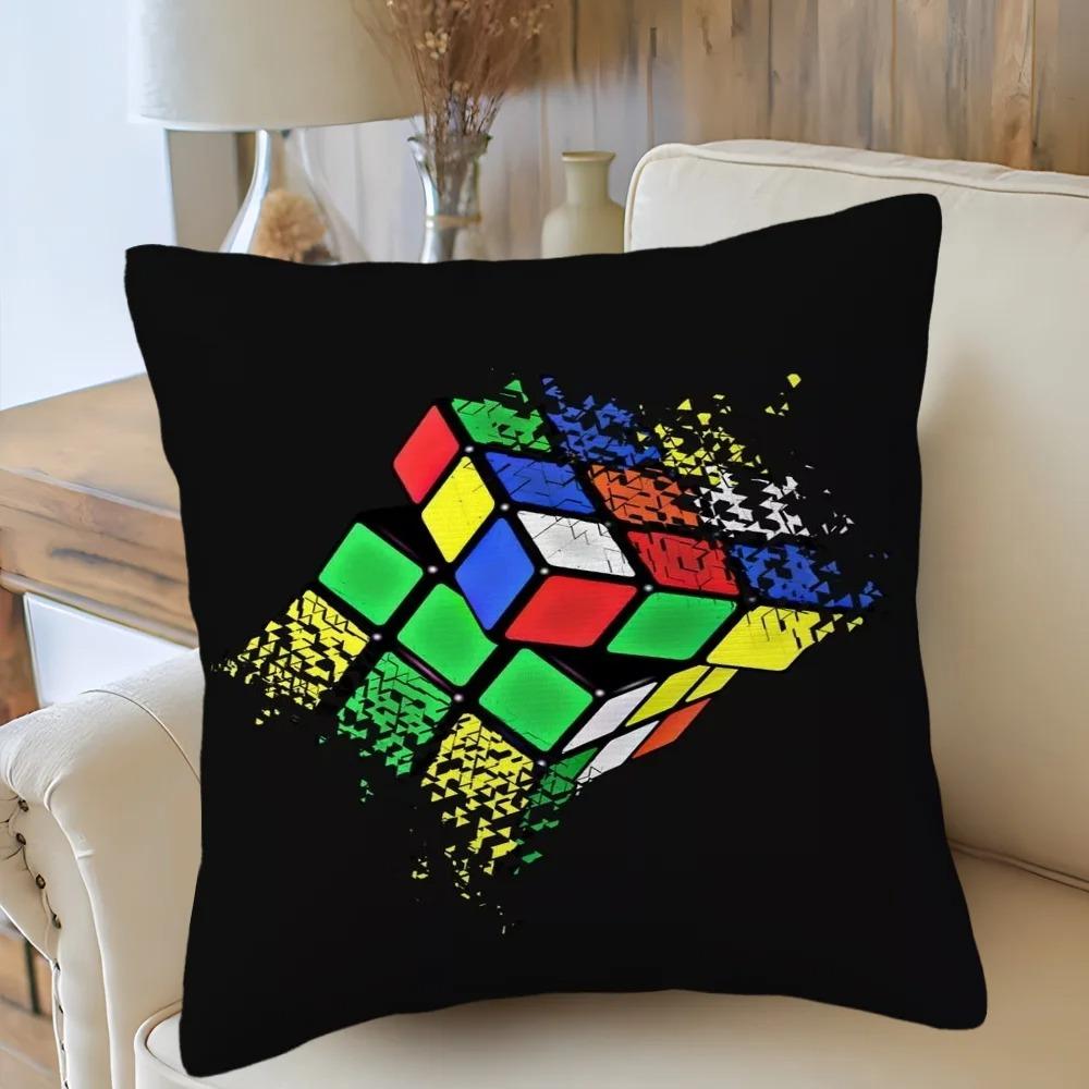Car Living Room Sofa Cushion Cover Rubik'S Cube Cartoon Pattern Cushion Cover Luxury Home Decoration Pillow Cover