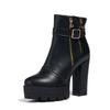Autumn and winter supply fashionable thick-soled high-heeled large-size side zipper low-tube Martin boots for women