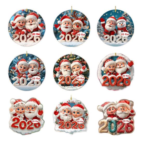 Christmas Ornament Cartoon Santa Claus Snowman Reindeer 2D Acrylic Christmas