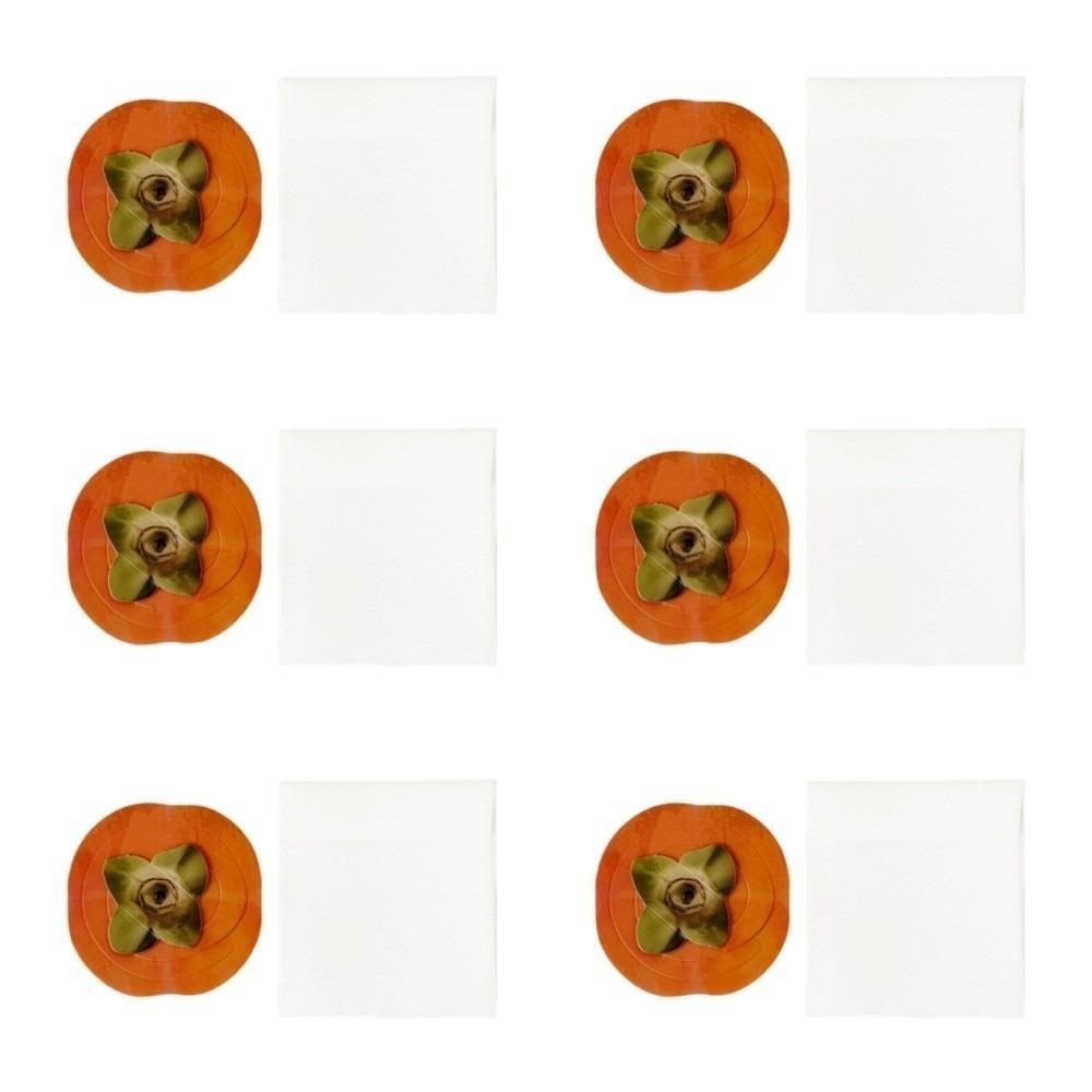 6pcs Orange Simulated Fruit Greeting Cards Peach Paper Peel Fruit Cards Best Wish Persimmon Holiday Blessings Cards