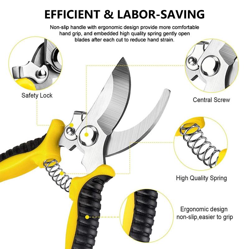 Pruner Garden Scissors Professional Sharp Bypass Pruning Shears Tree Trimmers Secateurs Hand Clippers For Garden Beak Scissors