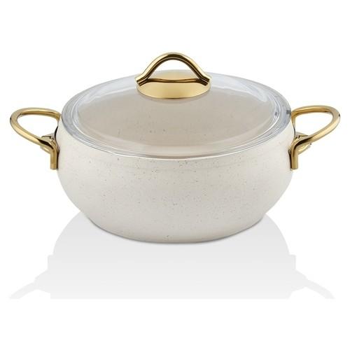 Taç Luna 4'lü 7 Parça Granit Tencere Seti Gold Sap