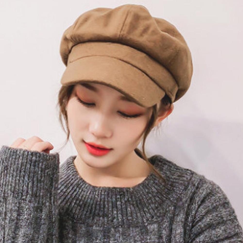 Women All Match Solid Color Short Brim Beret for Autumn Winter Wear