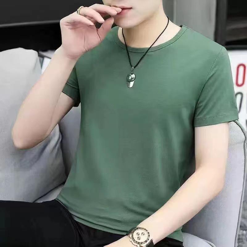 T-shirt da uomo a maniche corte tinta unita - Nero puro o bianco, semplice top estivo XL (52-59 kg)