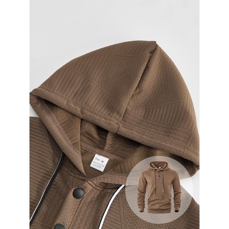 Men's New Solid Color Hooded Pullover Sweatshirt, Loose Fit Trendy Long Sleeve Casual Sports Hoodie for Spring and Autumn