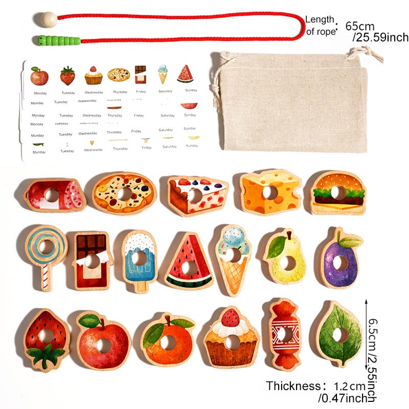Montessori Threading Toys Stringing Threading Wooden Beads Early Educational Toys for Kids Christmas Gift
