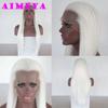 AIMEYA Free Part Silver Cosplay Wig Widow's Peak Synthetic Lace Front Wig Long Straight AoGuang Cosplay Wig for Men or Women