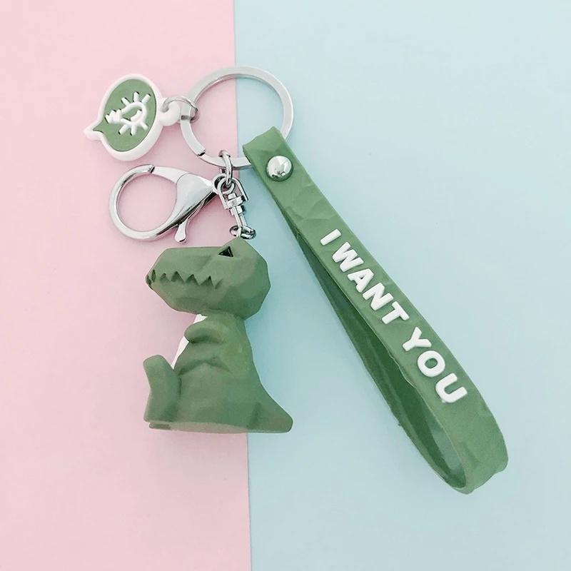 1 Pcs Creative Cartoon Geometric Faceted Dinosaur Panda Doll Keychain Couple Car Key Ring Backpack Hanging Gift