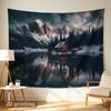 Large Scenic Mountain Landscape Tapestry Wall Hanging Art Realistic Lake Forest Cabin Decor Boho Home Decor Artwork for Living R