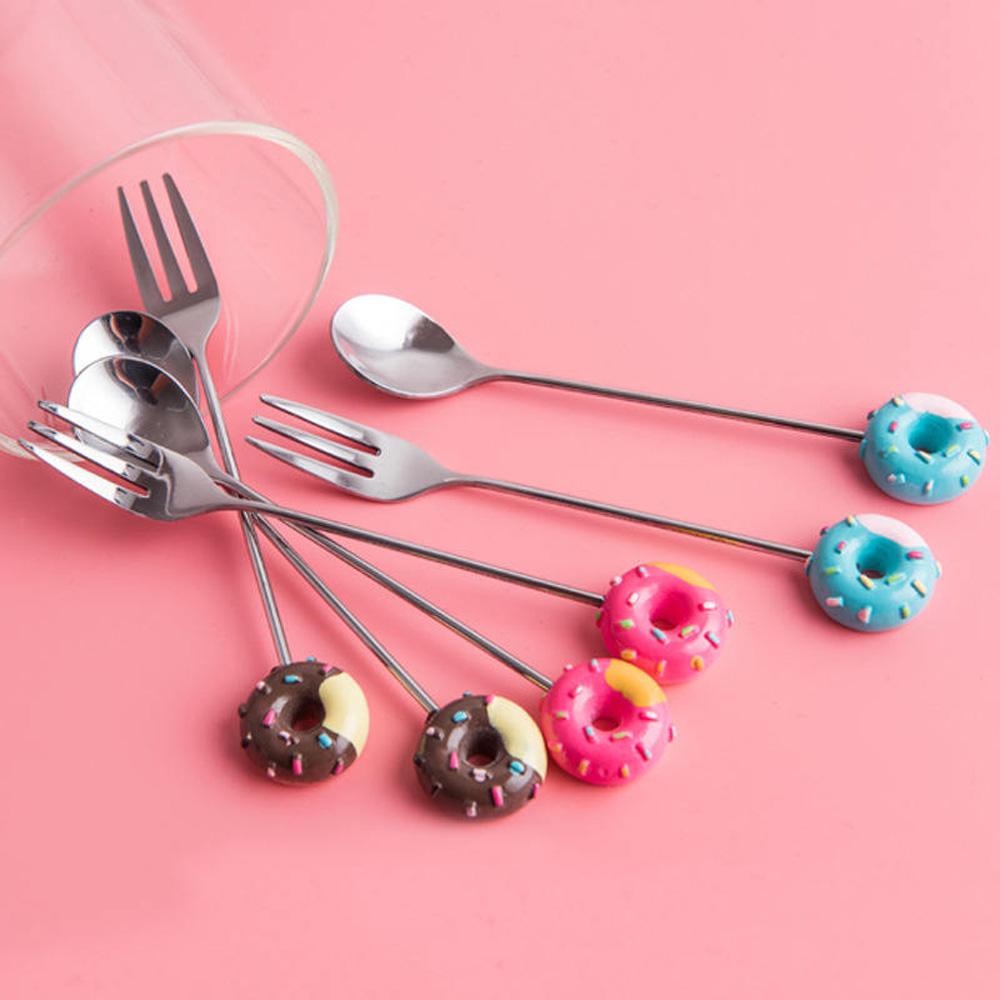 Quality Kitchen Tool Dessert Ice Cream Sugar Cake Stirring Spoon Fruit Fork Teaspoon Coffee Spoon
