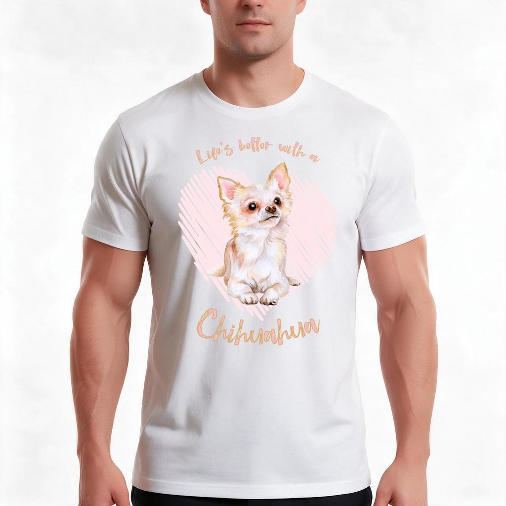 Lifes Better With A Chihuahua Especially For Chihuahua Dog Lovers Tshirt Summer Casual Cotton Tee Unisex Unisex Unisex