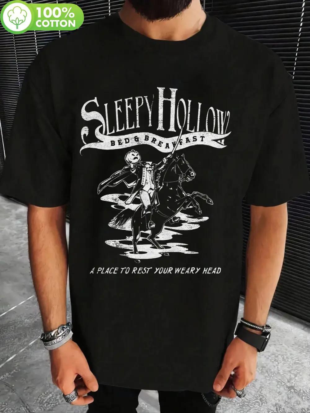 Sleepy Hollow Bed & Breakfast Graphic T-shirt - Funny Halloween Spooky Hotel Inn Joke Tee L