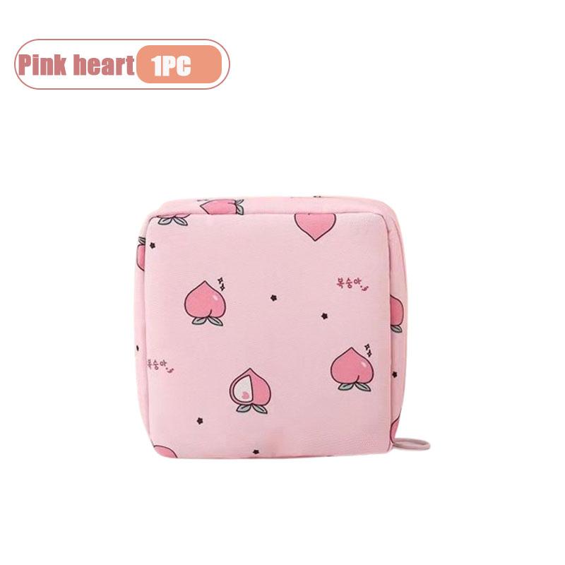 Sanitary Napkin Organizer Bag Cute Cartoon Large Capacity Pouch for Women Menstrual Period Travel Toiletry Storage Discrete