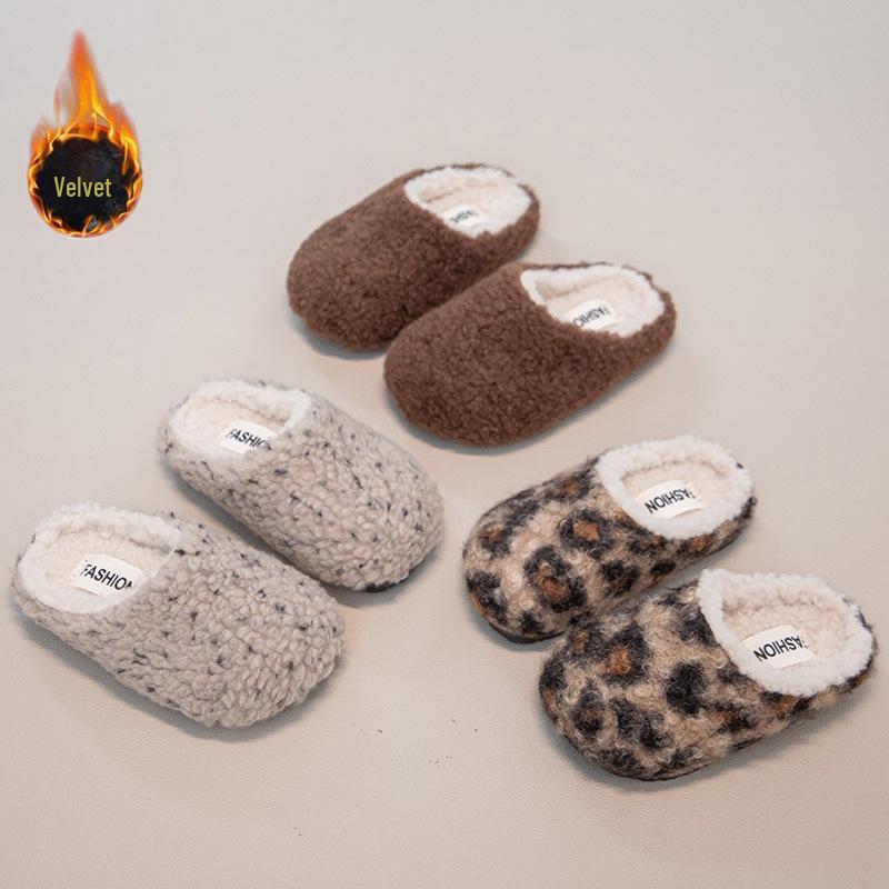 2025 A/W Girls' Retro Headwrap Cotton Fur Slippers: Cozy, Velvet-Lined Slip-ons