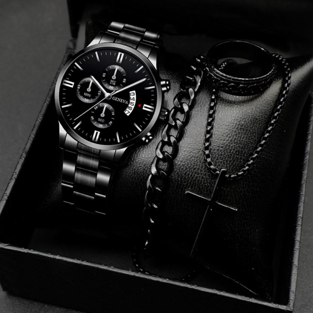New Suit Fashion Business Calendar Watch Men'S Steel Belt Watch Watch Business Explosion Bracelet Men'S Watch