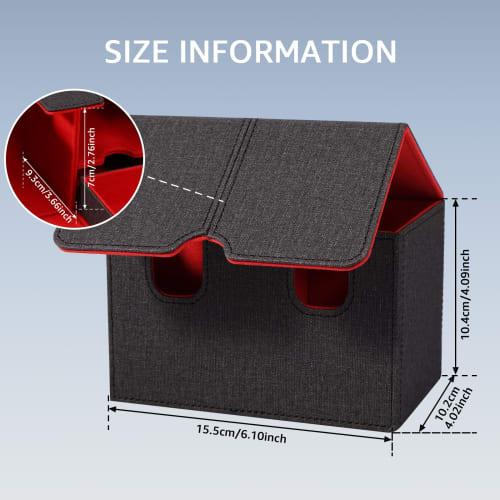 Powanfity Deck Case, Trading Card Case, Deck Box, Storage Box with Dice and Damage Counter Holder, Magnetic, Leather, Fits Approximately 200 Cards, Co