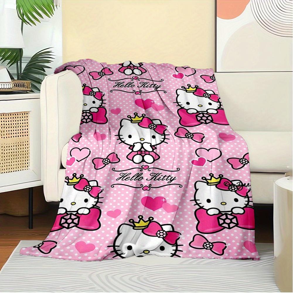 1pc Hello Kitty Spring Floral Pattern Flannel Blanket - Seasonal Home Decor, Comfortable and Machine Washable, Suitable for All Ages, Ideal