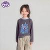Girls' Cartoon Long-Sleeve Cotton T-Shirt - Spring/Autumn Fashionable Color Block Top