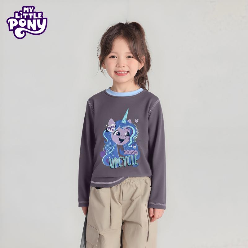 Girls' Cartoon Long-Sleeve Cotton T-Shirt - Spring/Autumn Fashionable Color Block Top