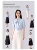 White Bow Short-Sleeve Women's Chiffon Top - Perfect for Professional Summer Wear and Interviews