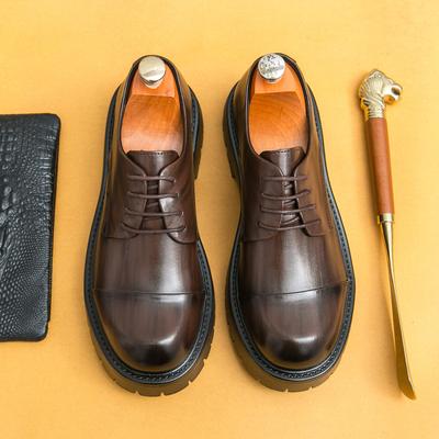 Pánské boty Velká hlava Kožené boty Business Šaty Černá Trend Britské Retro Pánské Platforma Hnědé Derby Boty Martin