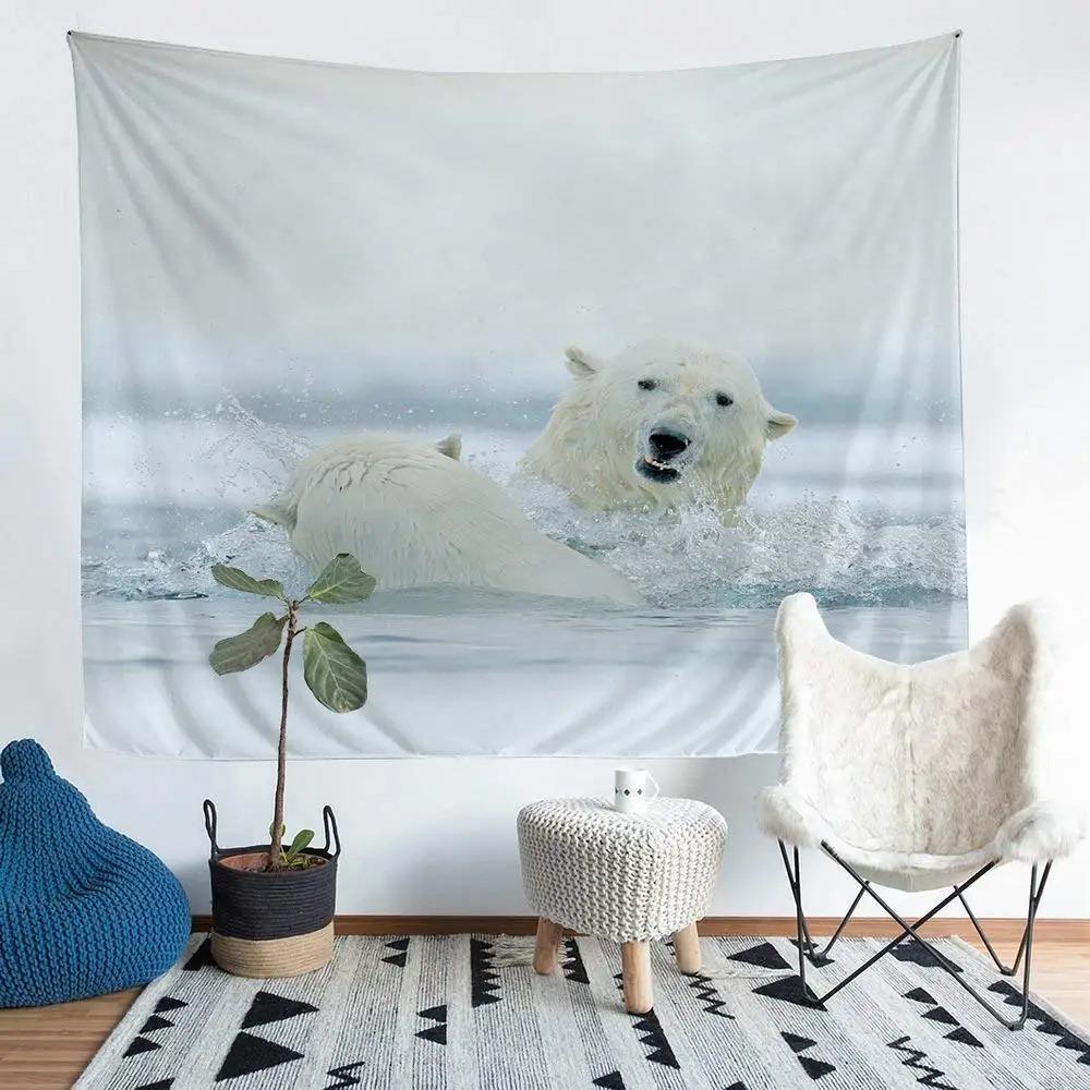 Polar Bear Pattern Background Cloth Office Living Room Tapestry Home Wall Decoration Tapestry