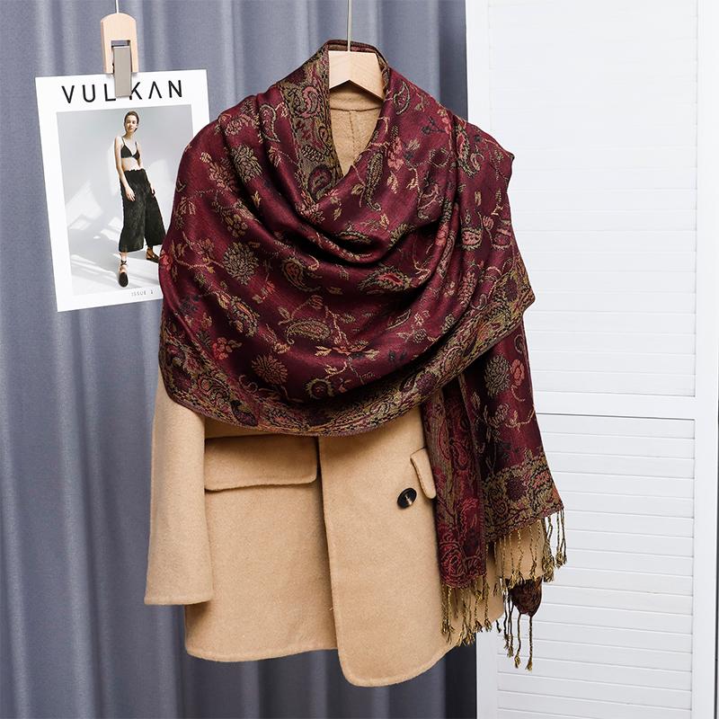 Foulard Paisley Imprime Design Hijabs Pour Femme Cachemire Pashmina Chale Dame Enveloppement Chaud Hiver Foulards Femme