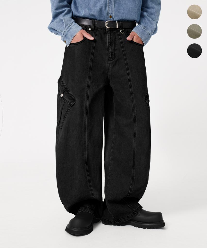 TRILLION Washed Cut Cotton Cargo Pants_3Color