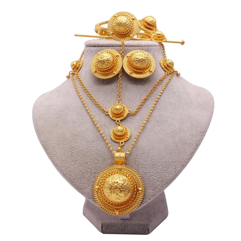 Orecchini Bracciali Anelli Collana Set Gioielli Sposa Festa Africana Dubai Set Gioielli Sposa Accessori Festa da Ballo