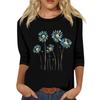Women's Fashion Loose Casual Seven 3/4 Sleeve Printed Round Neck Pullover Top