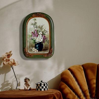 Moldura de imagem vintage francesa escultura flor elegante resina vitoriana alta clareza vidro pendurado na parede arte pintura moldura de exibição de foto decoração de casa