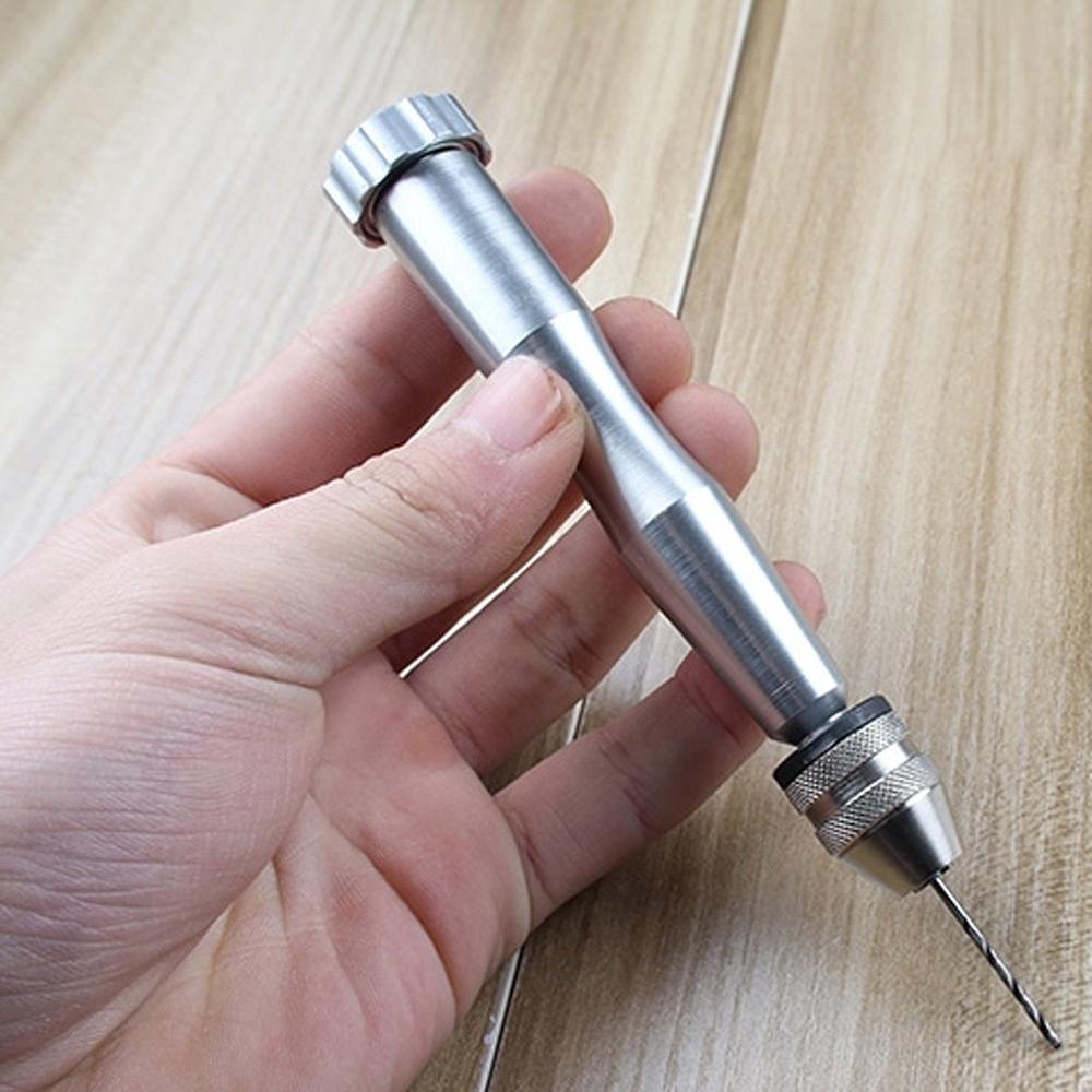 Bits Mini Hand Drill Aluminum Silver Vise Hand Push Jewelry Watch