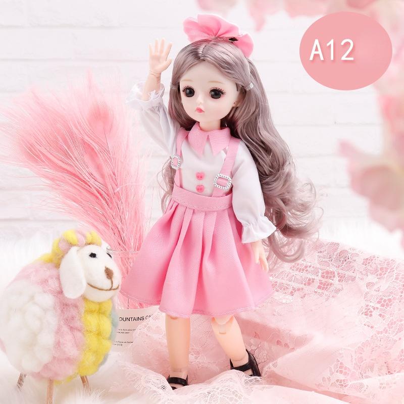 30CM Mini Movable 23Jointed Doll Girls Toy 3D Big Eyes BJD Princess Full Outfits  Dresses  Collection Childrens Doll Gift